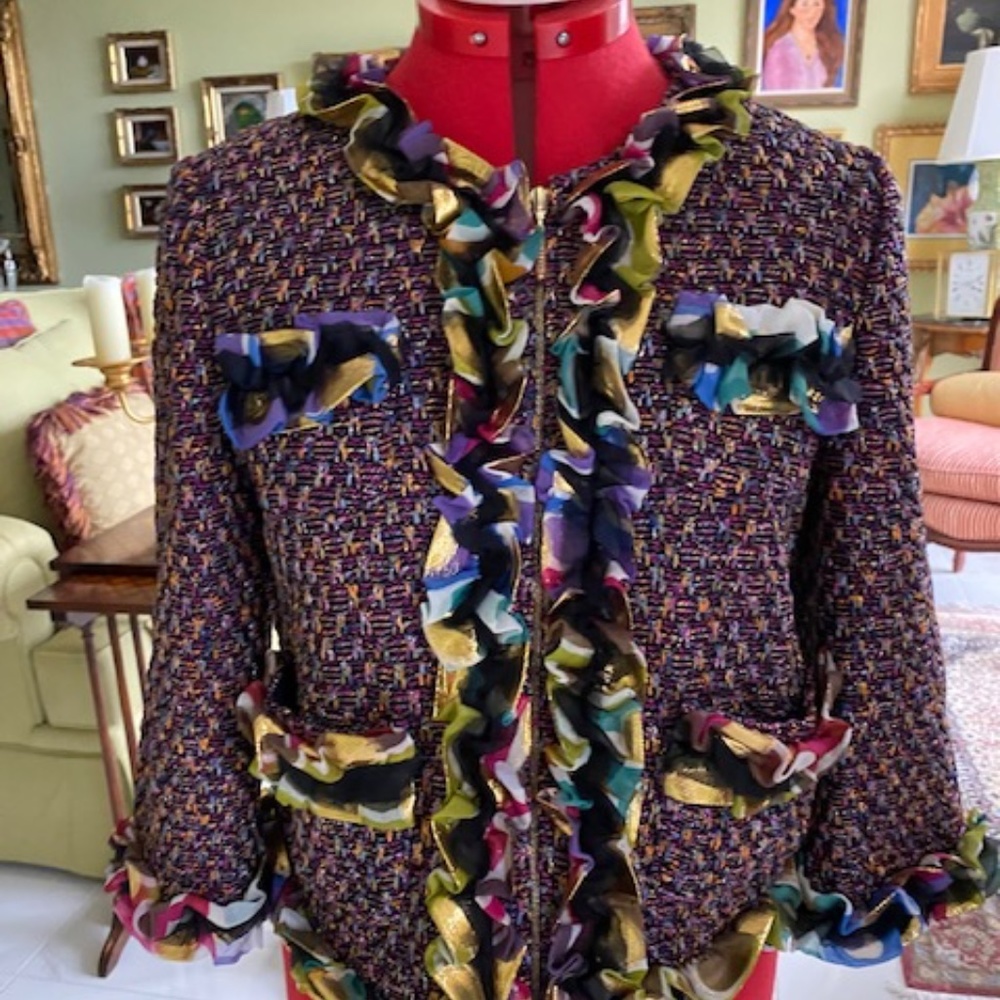 St John Couture Boucle Jacket.  Size 6.  Multi Colors.